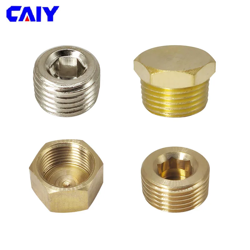 Copper 1/8“ 1/4” 3/8“ 1/2” 3/4“ Male Female Thread Brass Pipe Hex Head End Cap Plug Connector Fitting Coupler Adapter