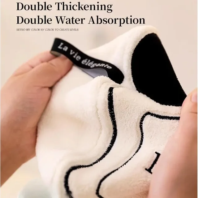 Hand Towel Soft and Skin-friendly Face Towel Hanging Double-layer Thickened Speed Dry Absorbent Hand Cloth for Kitchen Bathroom 4