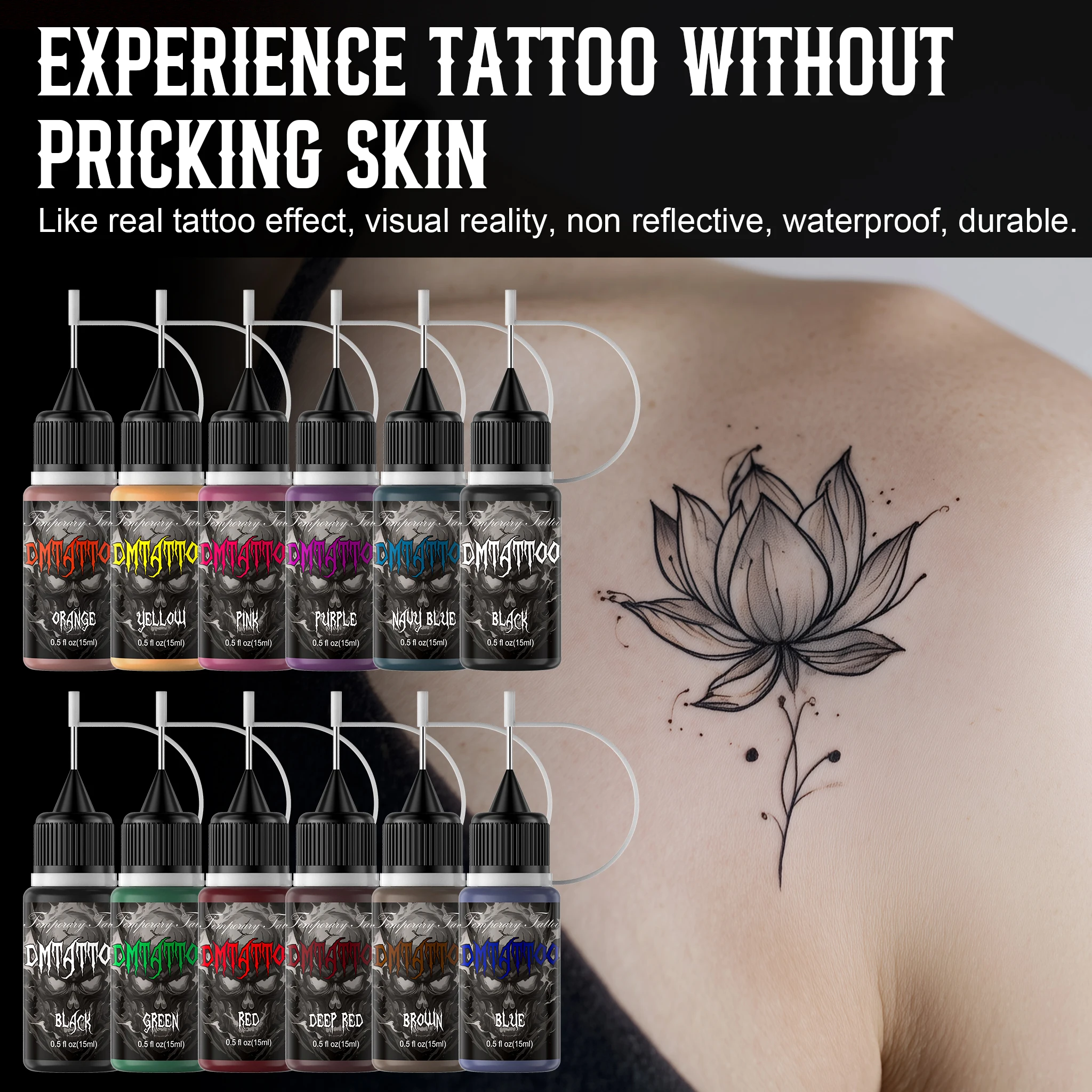 1PC colorato succo temporaneo pasta per tatuaggi indolore pittura per il corpo tatuaggio fai da te tatuaggio finto 1 settimana senza sbiadimento per donne uomini - immagine 2
