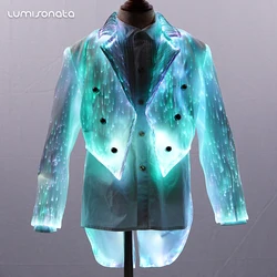 Lumisonata 7 Colors Change Suit Formal Kids Luminous Tuxedo with Tail Children Blazer Wedding Party Performance Costume