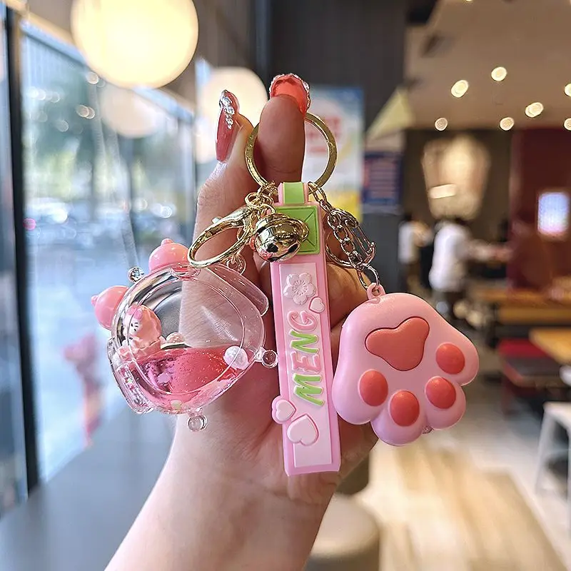 Cute Sanrio Keychain Cartoon Girlish Exquisite Quicksand Hello Kitty Clow M Schoolbag Pendant Girls' Gifts 3