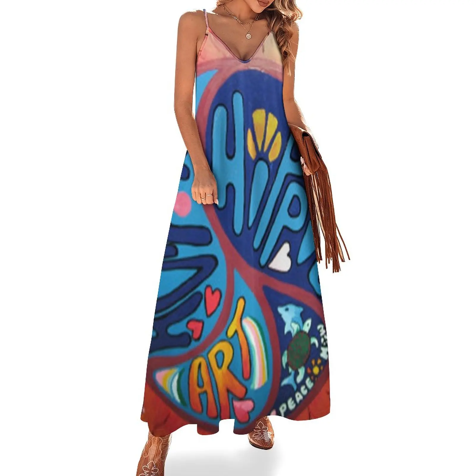 

New Hippie Art Sleeveless Dress Female dress Dress vintage woman dress