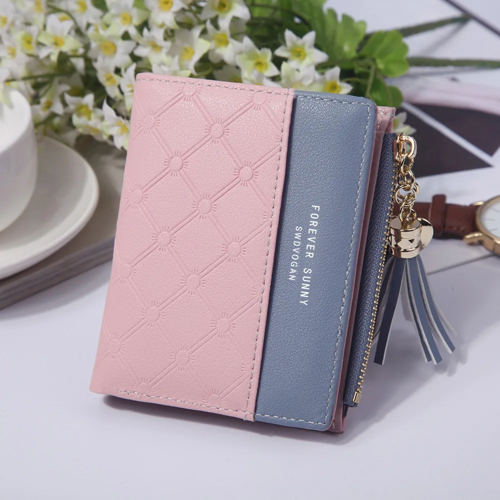 

Women's Short Wallet, Girl's Zero Wallet, Contrasting Leather Hasp Wallet, Zipper Buckle Fashion Bag, Portable Small Wallet