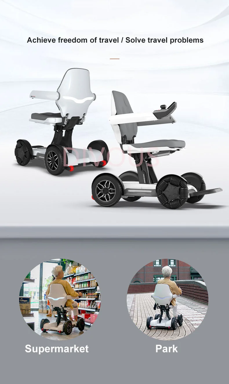 Luxury Bluetooth Remote Control One-Button Folding Elderly Disabled Electric Wheelchair Scooter Extremely Small Turning Radius