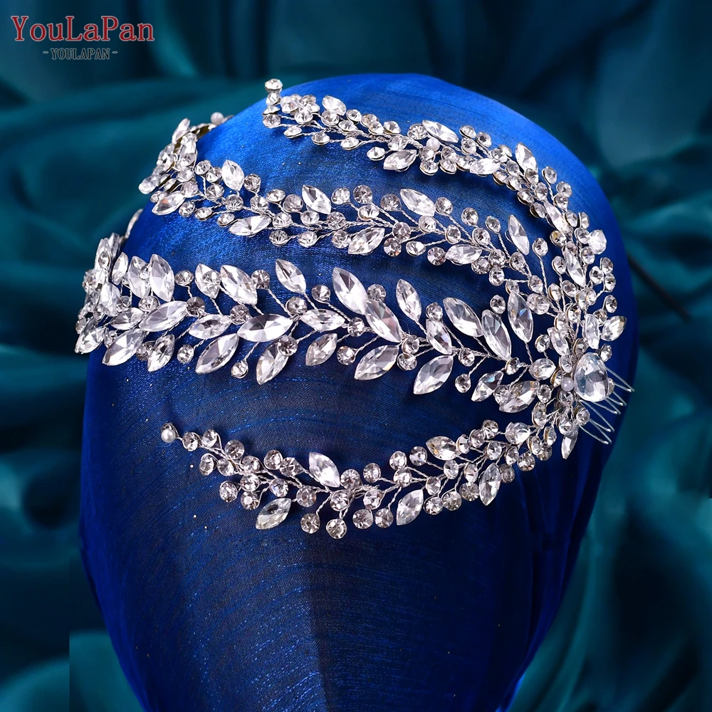 TOPQUEEN HP458 Luxury Bridal Hair Vine with Comb Rhinestone Wedding Hair Accessories Pageant Headwear Bride Tiara and Headdress youlapan alloy leaves hair comb bridal wedding hair accessories handmade rhinestone hairpiece woman crystal headwear hp297