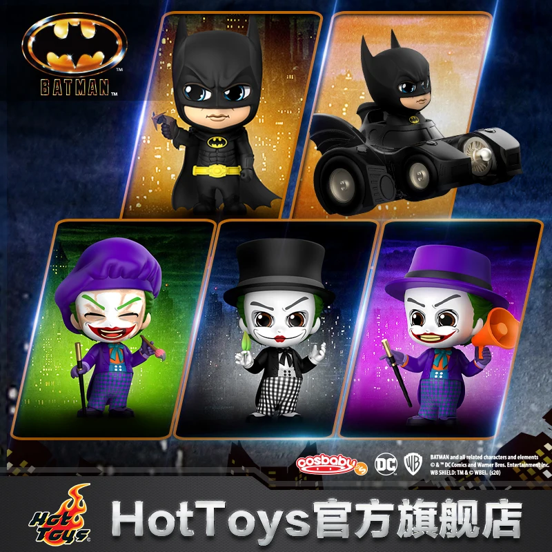 Hot Toys Batman E Batcar The Joker Clown Cosbaby Mini Collection Decorazione Per Bambole Anime Action Figure Model Ornaments Regalo Per Ragazzi