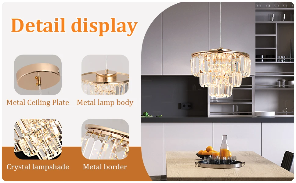 Moderne Kristall Led Anhänger Licht Luxus Kronleuchter Unterputz Decke Lampe Leuchte Schlafzimmer Wohnzimmer Küche Insel Glanz – Detail 11