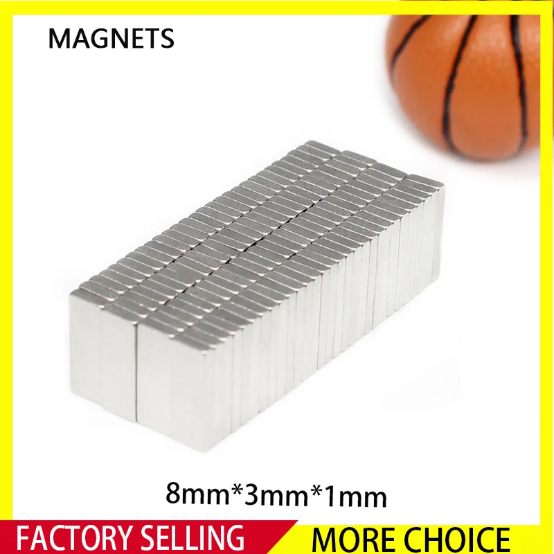 

20~1000PCS 8x3x1mm Small Quadrate Magnets N35 8mm x 3mm x 1mm Permanent NdFeB Magnet Strong Powerful Magnets 8x3x1mm