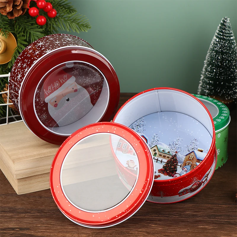 Christmas Santa Claus Tinplate Candy Box Reusable Chocolate Cookie Storage Case Festive Home Gift Packaging Tin