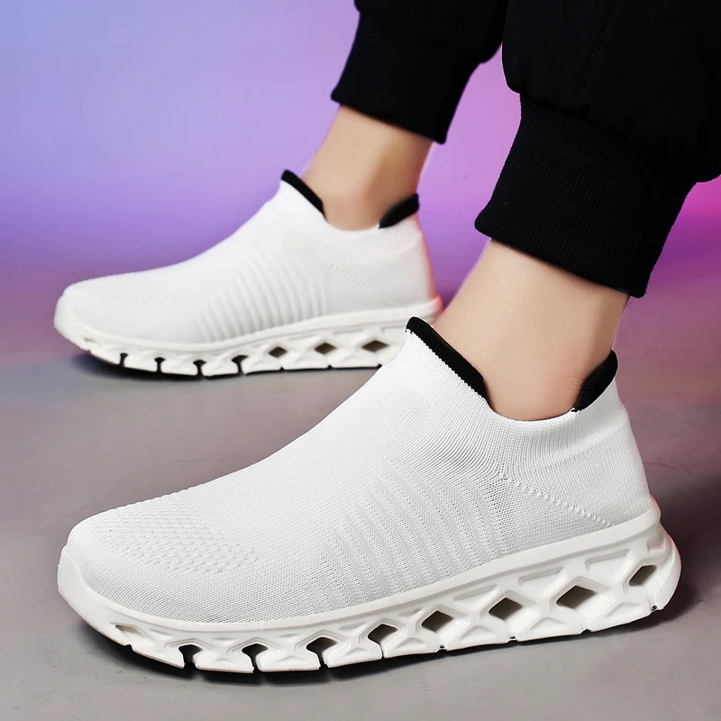 

2024 Platform Sneakers for Men Breathable Shoes for Men Slip-on Mesh Men Sports Shoes Comfortable Low-cut Jogging Sports Shoes