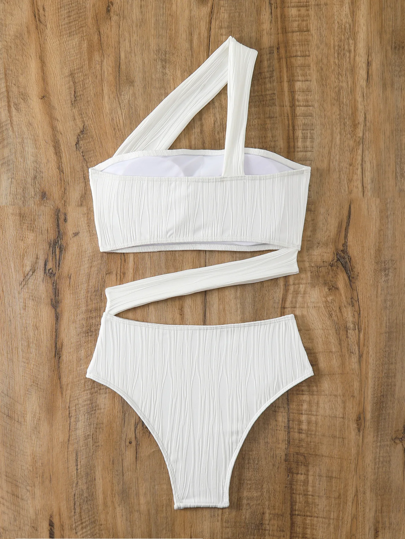 Wrinkled One Shoulder Swimsuits Women Bandeau Swimwear One Piece Swimsuit Female High Cut Bathing Suit Swim Beach Wear Bodysuit
