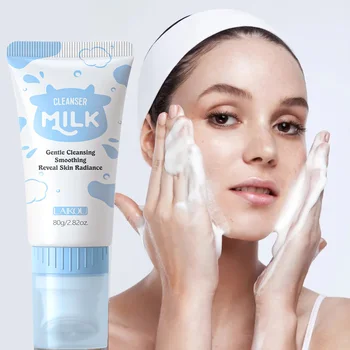 Laikou Milk Face Cleanser Facial Scrub Cleansing Wash Foam Mossee Acne Oil Control Blackhead Remover Shrink Pores Skin Care 80g