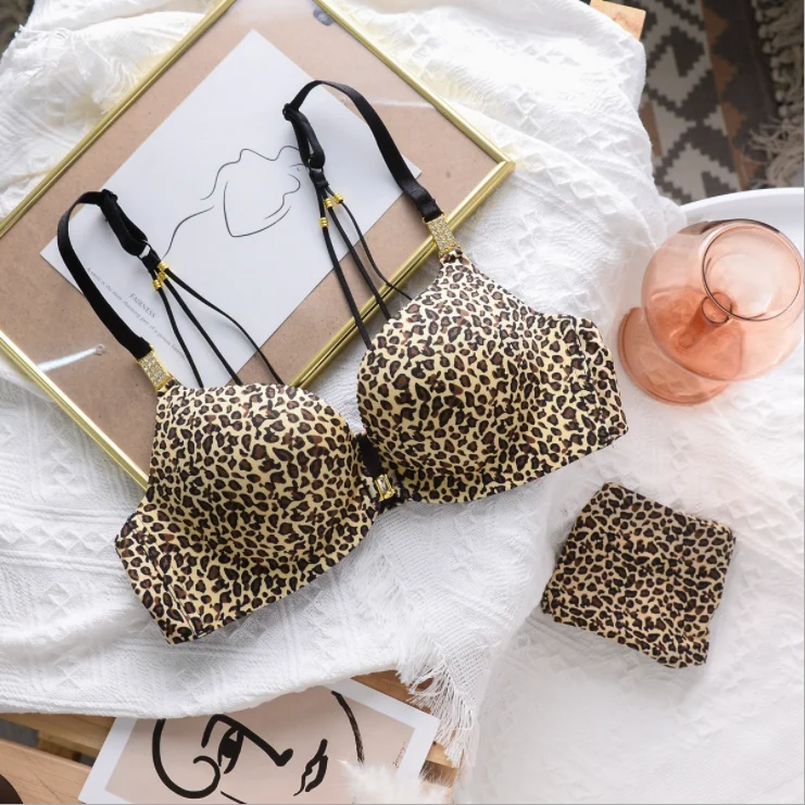 Sexy Lingerie Leopard Print Beautiful Back Underwear Set Women