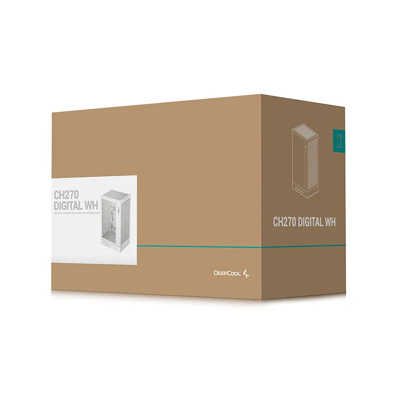 디피쿨 CH 270 디지털 디스플레이 화면 데스크탑 컴퓨터 케이스 (M-ATX 백 플러그인, 360 수냉식, 블랙/화이트)