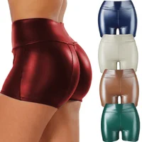 Sexy Nightclub Leather Shorts Pants Women High Waist Push Up Leather Short Pants Sports Gym Fitness Shorts Sexy Slim Short Pant