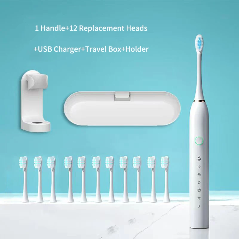 thumbnail image 1 of Cepillo de dientes eléctrico sónico de moda recargable para adultos, temporizador inteligente de 6 modos, cepillo de dientes ultrasónico resistente al agua IPX7, caja de viaje, 1 of 5
