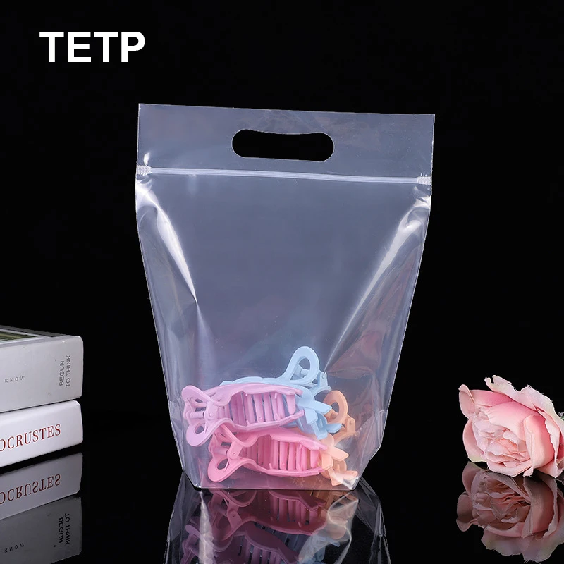 TETP 10Pcs Clear Thicken Bags With Handle Stand Up Home Travel Storage  Organizer Tool Accessories Packaging Ziplock Bag