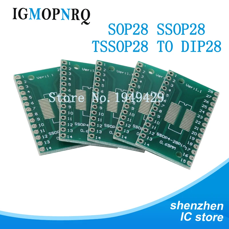 TSSOP28 SSOP28 SMD-DIP28 IC 어댑터 컨버터 소켓 보드 모듈 어댑터 플레이트, 0.65mm 1.27mm 통합, 5 개