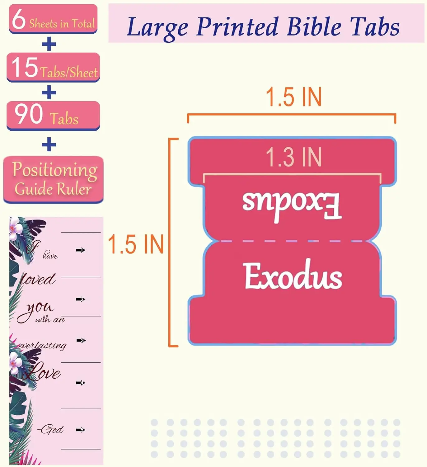 Rose Pink Bible Tabs Large Print Laminated Bible Tabs for Women and Girls Easy to Read Bible Book Tabs for Study Bible Index Tab 2