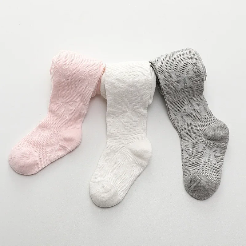 Girls Pantyhose Knit Tights Children Stockings 0-8Y Baby Girl Spring Summer Knitted Cotton Thin Breathable