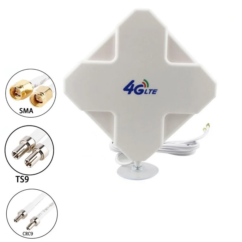 

4g Lte Antenna Sma Ts9 Crc9 Connection High Gain 35dbi Dual Signal Amplifier Extender With Suction Cup Booster