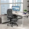 Pu Leather Massage Computer Chair W/ Padded Seat and Adjustable Height, Grey 2