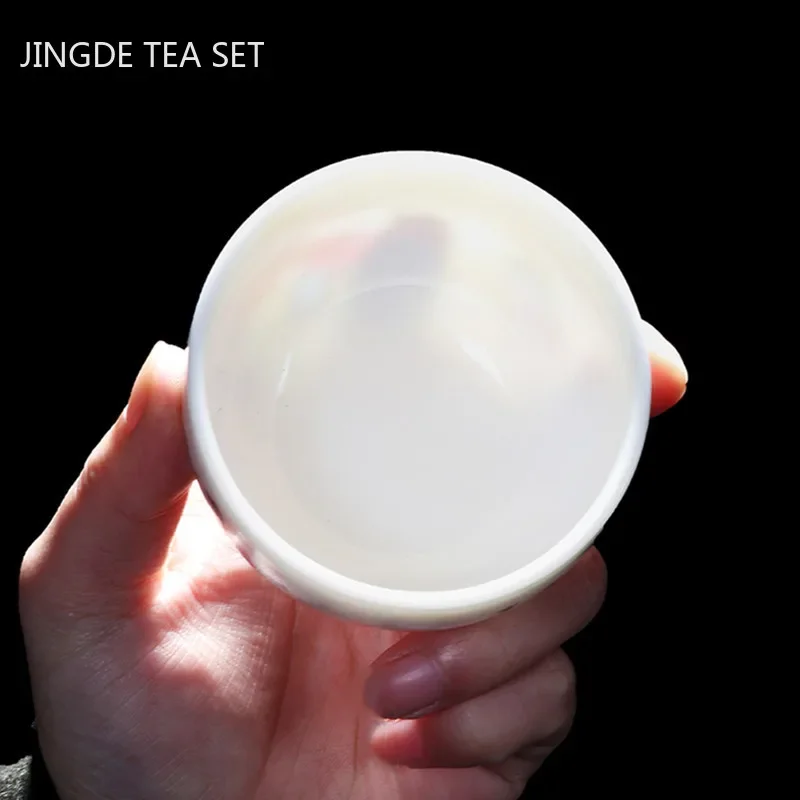 1Pc Chinese White Porcelain Teacup Travel Portable Tea Cup Small Tea Bowl Boutique Ceramic Interesting Tea Set Home Drinkware