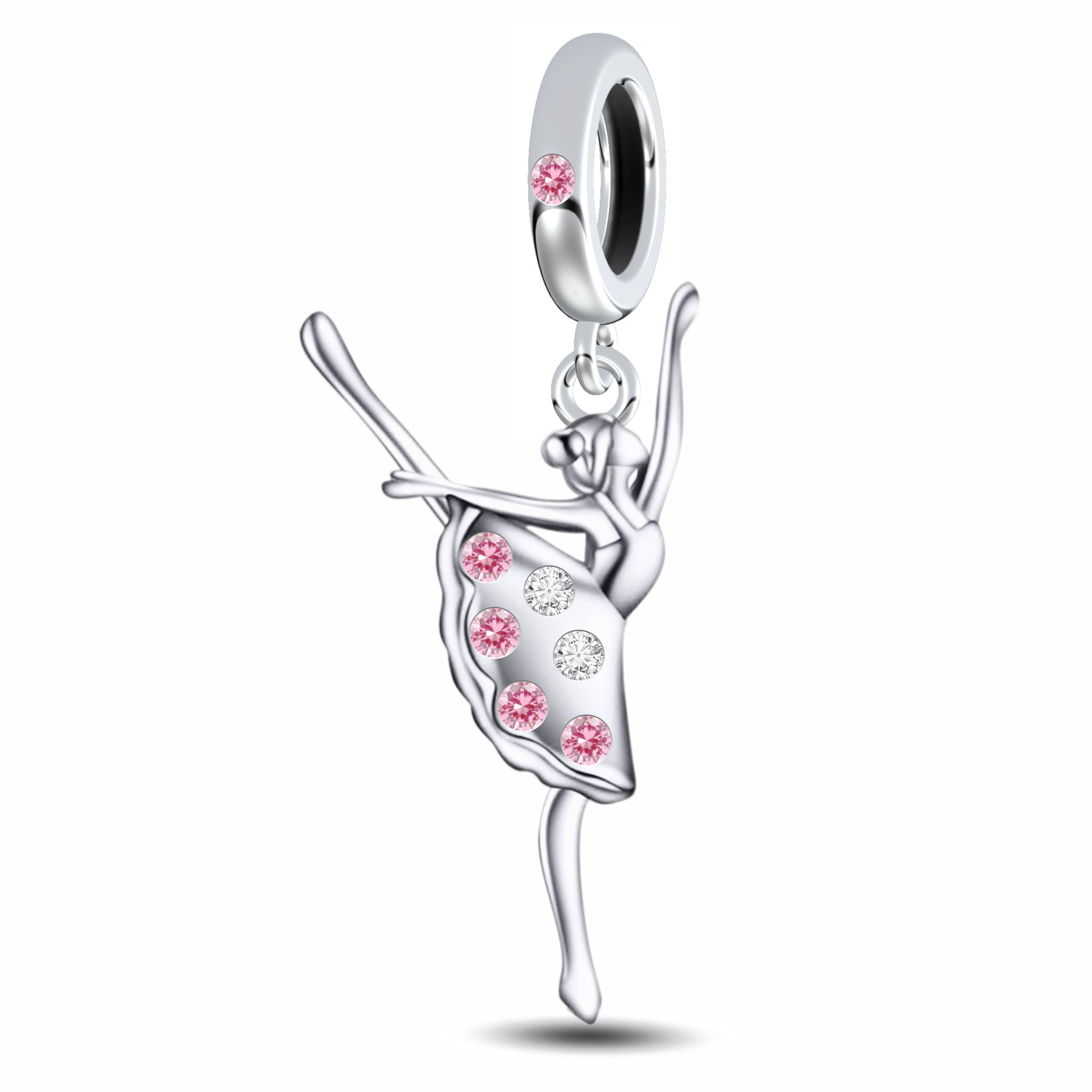 Huoonew Fit Original Pan Charm Bracelet 925 Silver Gymnast Gymnastics Ballerina Bead For Making Inspirational Berloque DIY 3