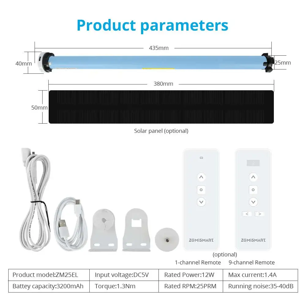 Oplaadbare Tuya Zigbee rolgordijnmotor voor 20/25/28 mm buis, slimme jaloeziemotor, automatische gordijnopener op zonne-energie met app/stem/afstandsbediening, Tuya Zigbee Hub vereist ( zonnepaneel Oplaadbare Tuya Zigbee rolgordijnmotor voor 20/25/28 mm buis, slimme jaloeziemotor, automatische gordijnopener op zonne-energie met app/stem/afstandsbediening, Tuya Zigbee Hub vereist ( zonnepaneel