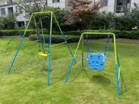 green and blue interesting 2 in 1 baby swing mental plastic safe swing set 110lbs for outdoor playground for age 3+ 2