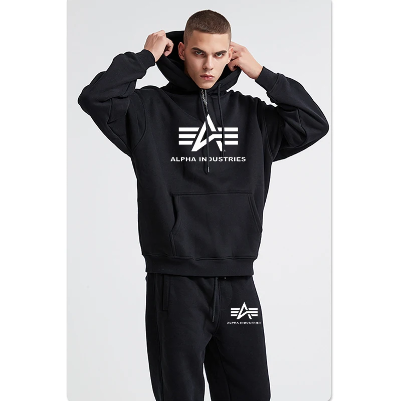 

Mens Tracksuit Solid Color Hooded Sweatshirt +Drawstring Pants Male Sport Hoodies Running Sportswear Long Sleeve Jogging Suit