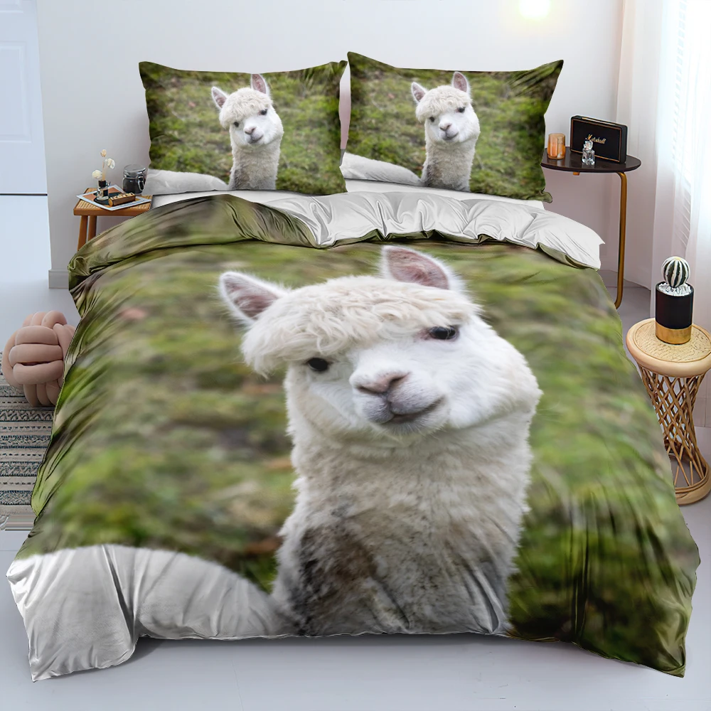 

Alpaca Duvet Cover King Queen Size Kawaii Farm Animal Theme Bedding Set Kids Cartoon Llama Alpaca 3pcs Polyester Quilt Cover
