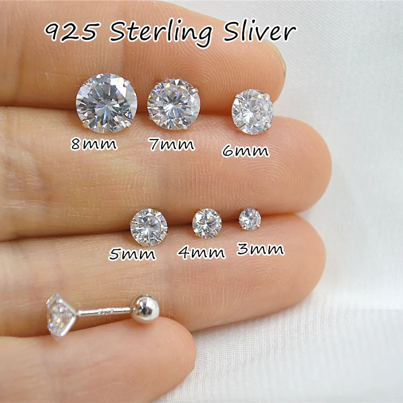 

12pcs/lot 925 Sterling Silver Ear Studs Helix Bar Ear Tragus Cartilage Earring Upper Studs CZ 20G Body Piercing Jewelry Earring