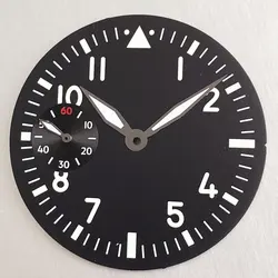 Steel 42mm Sapphire Crystal Retro Pilot Watch Case for Men - Mechanical Watch Part with 37mm Dial (Black dial hand)