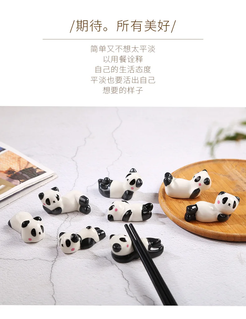 Supporto Per Bacchette A Forma Di Panda - 4 Pezzi In Ceramica Per Posate E Stoviglie - Foto 3