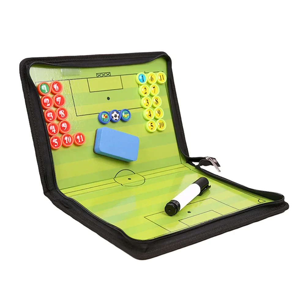 Coach Board Magnetic Zipper Soccer Tactical Board Foldable Strategy With Pen Clipboard