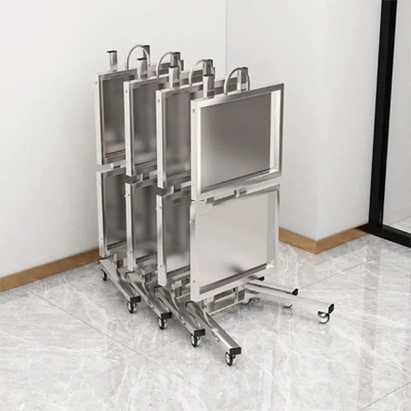 Hairdressing Stainless Steel Cart Japanese Two-layer Folding Beauty Cart Hair Salon Tool Cart Beauty Cart