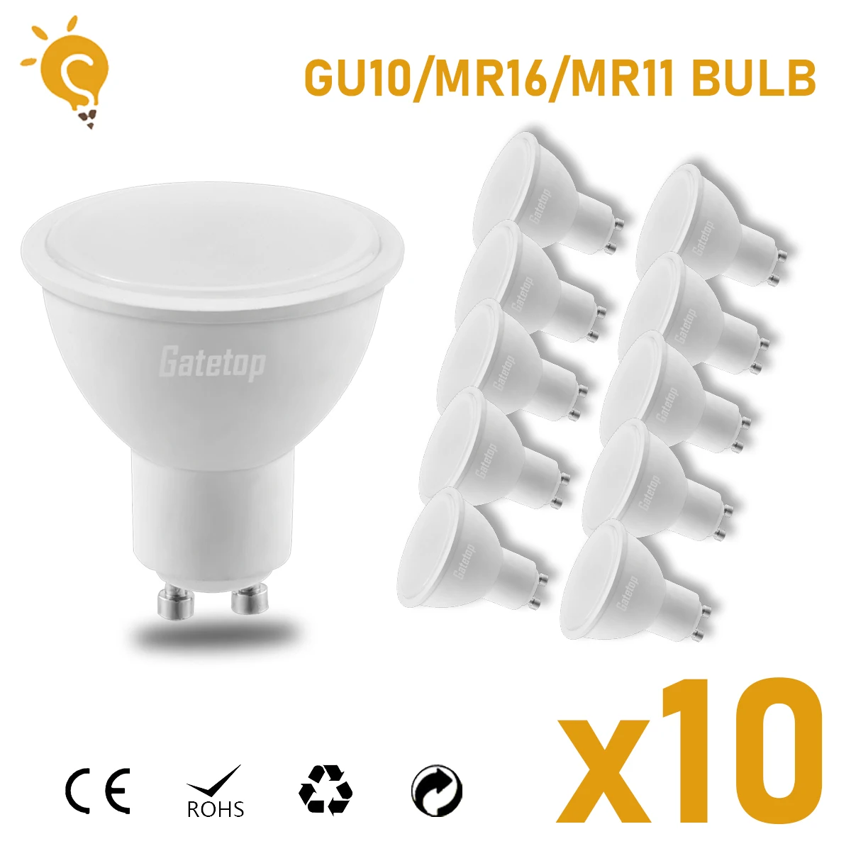 Gatetop Led Spotlight GU10 GU5.3 GU4 Bulb MR16 MR11 AC220V Spot AC/DC12V Lighting Bulb Indoor Lighting Home Decoration Bombillas 4w waterproof solar panel built in 18650 battery outdoor 2m cable charged usb tpye c 5v dc12v powered for home security camera