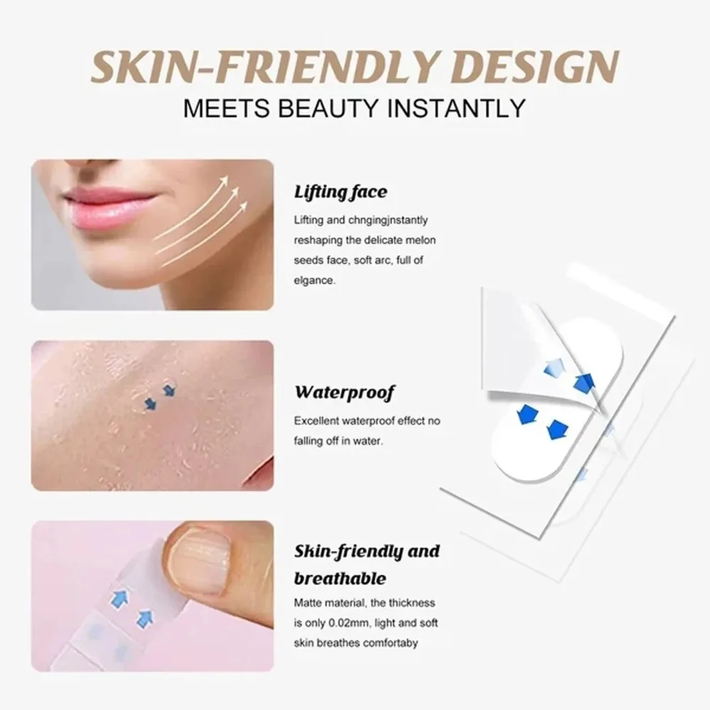 50개/100개 핫 방수 페이스 리프트 테이프 투명 접착 테이프 리프팅 페이스 스티커 투명 메이크업 테이프 주름 방지