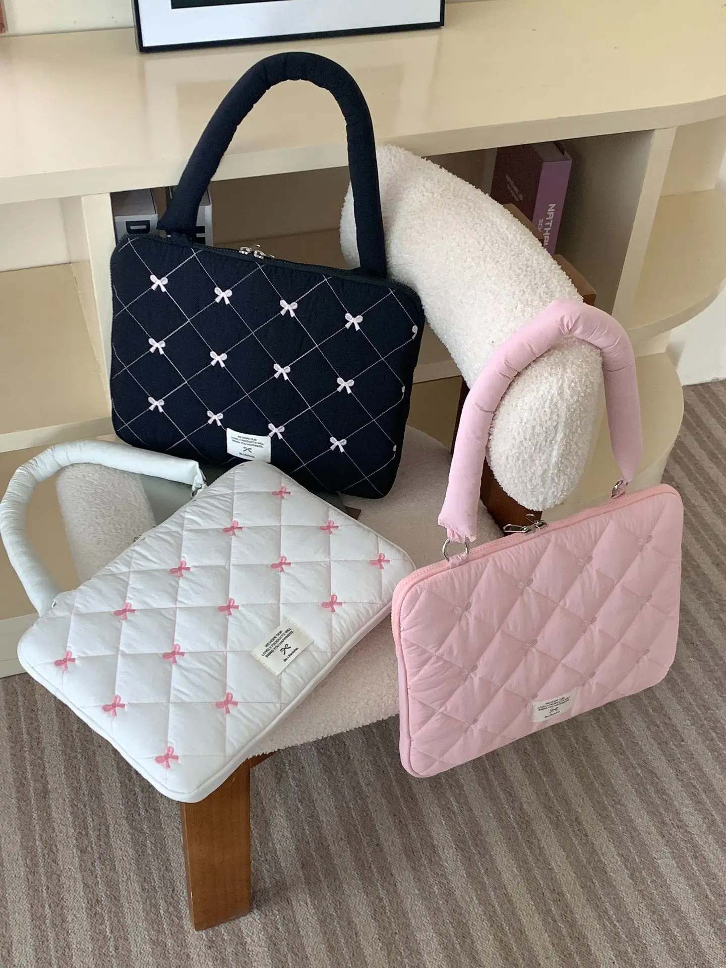 Chic Shockproof Laptop Shoulder Bag with Storage Pockets