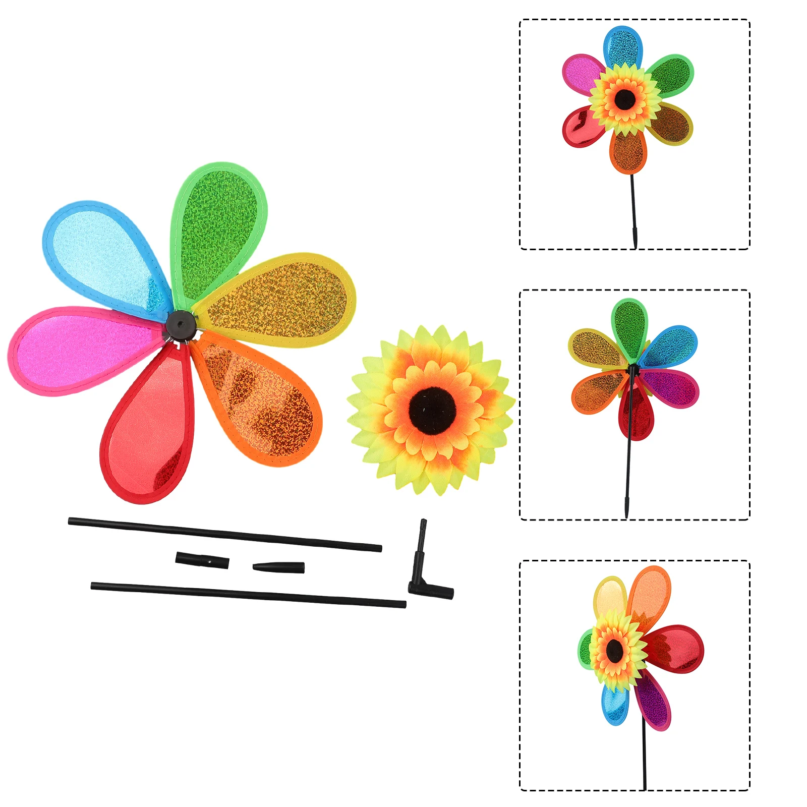 

2021 New Sunflower Windmill Wind Spinner Garden Outdoor Plastic Sequined Tent Balcony Beautiful Colorful Creative