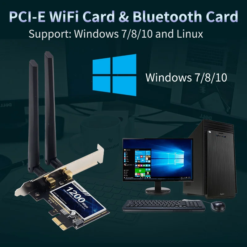 1200Mbps AC1200 WiFi 6 PCI-E 듀얼 밴드 2.4G/5Ghz 게이밍 무선 PCIe 카드 어댑터 802.11AC 윈도우 10/11 데스크탑용