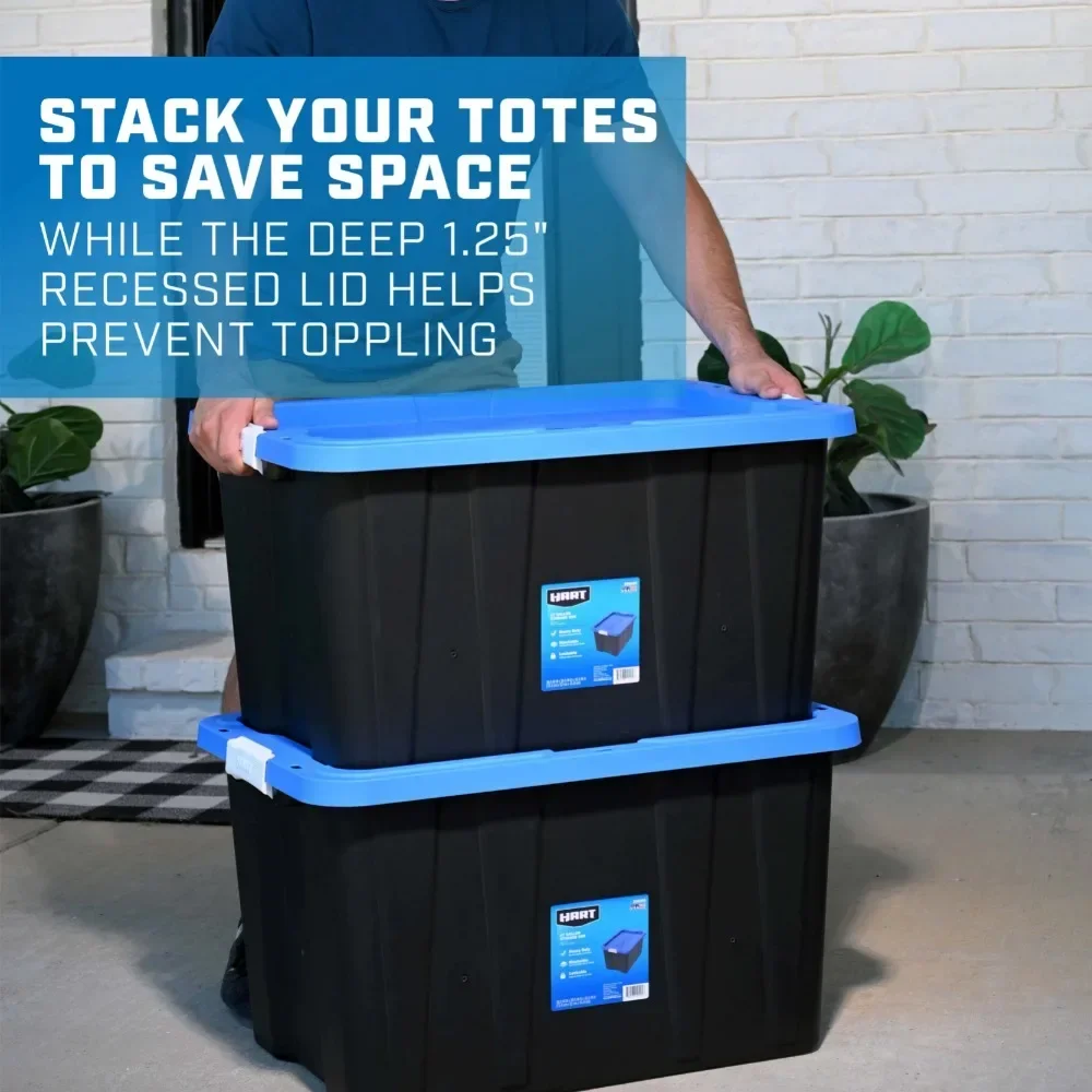 27 Gallon Heavy Duty Latching Plastic Storage Bin Container, Black