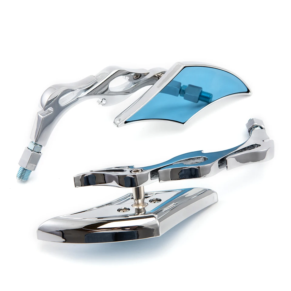 KEEPDSGN Chrome Motorcycle Rear View Mirrors - 360° Adjustable - Fits Yamaha Road Star XV1700, XV1600, Warrior & More