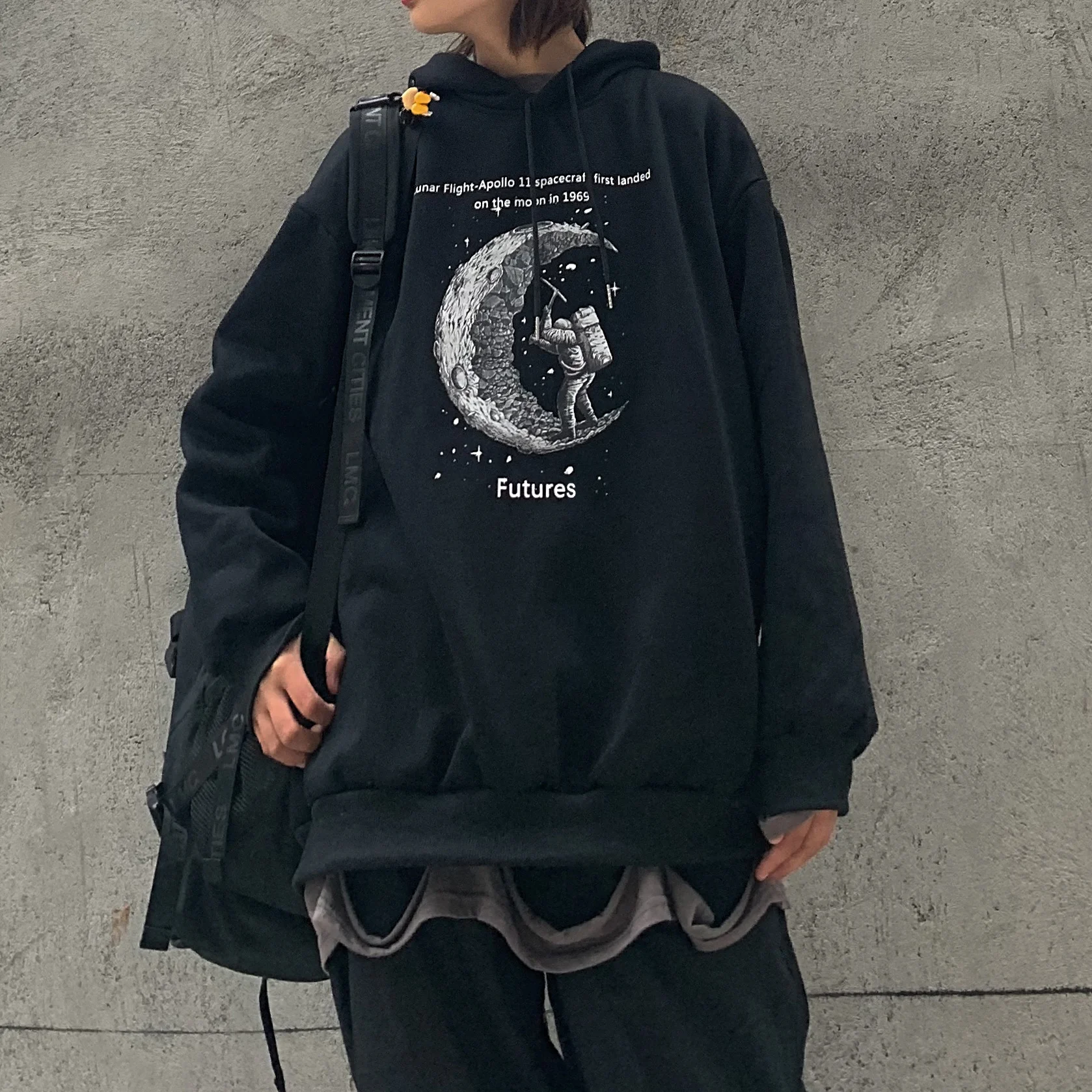 Streetwear Harajuku Hoodie Y2K Tops Girls Retro Gothic Oversized Hood Punk Anime Print Clothes Hip-Hop High Street Sweatshirts