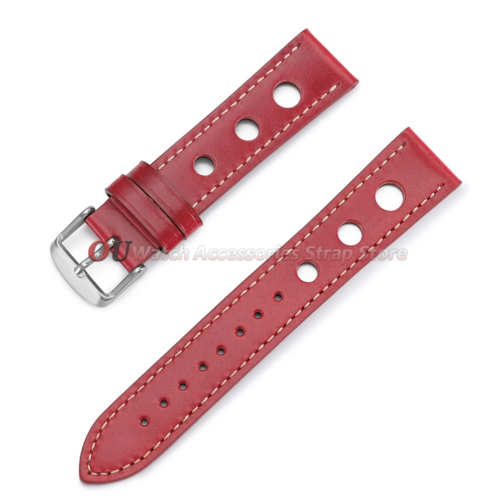 Vintage Leather Breathable Watch Strap - 20mm/22mm Cowhide Sport Bracelet