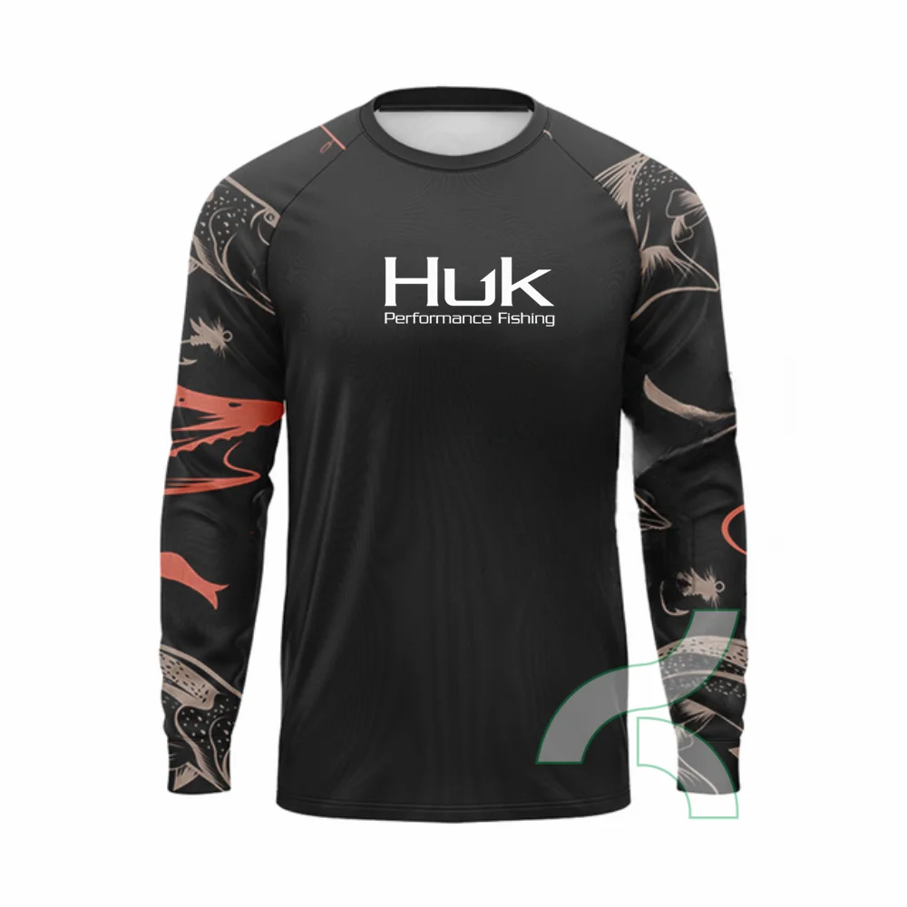 HUK Fishing Shirt UPF 50 Long sleeved T-shirt Men Outdoor Sun Protection Fishing Clothes Ropa De Pesca Breathable Anti-UV Jersey