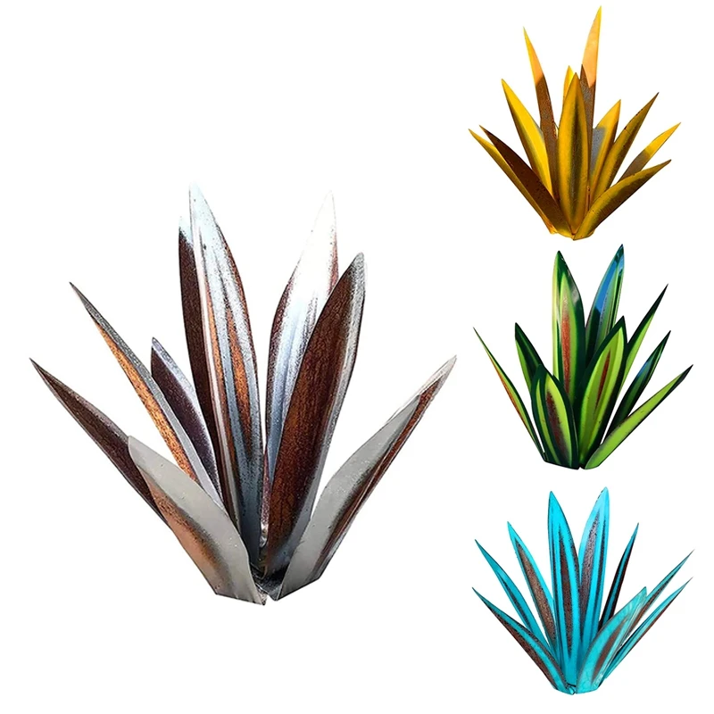 

JFBL Hot 13.7Inch Tequila Rustic Sculpture, DIY Hand Painted Metal Agave Plants,Outdoor Garden Lawn Ornaments