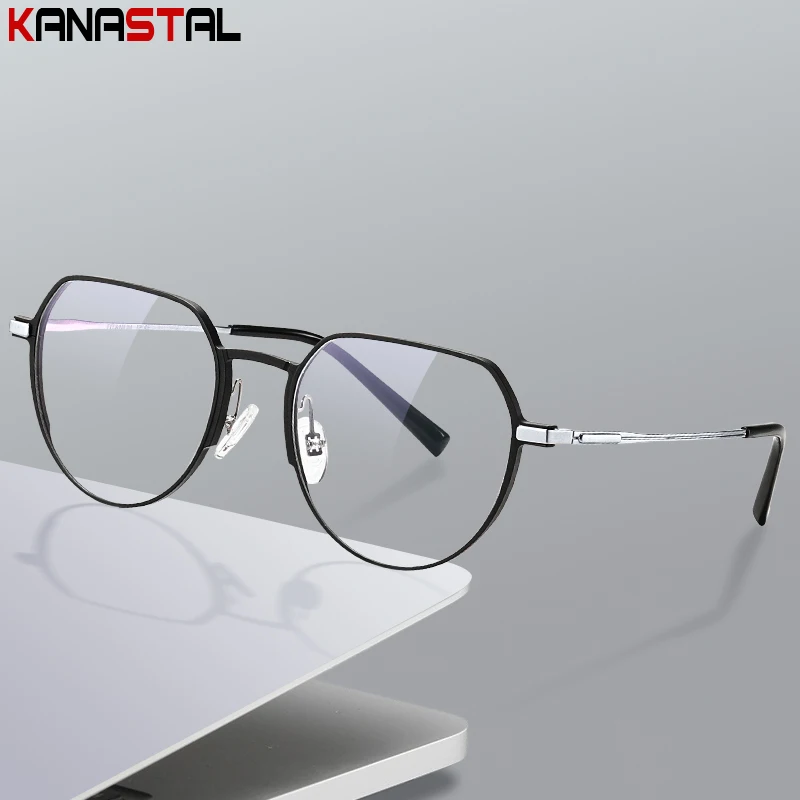 

Men Tiitanium Eyeglasses Frame Blue Light Blocking Glasses Trendy Oval Computer Goggles Women Anti Rays Optics Eyewear Frames