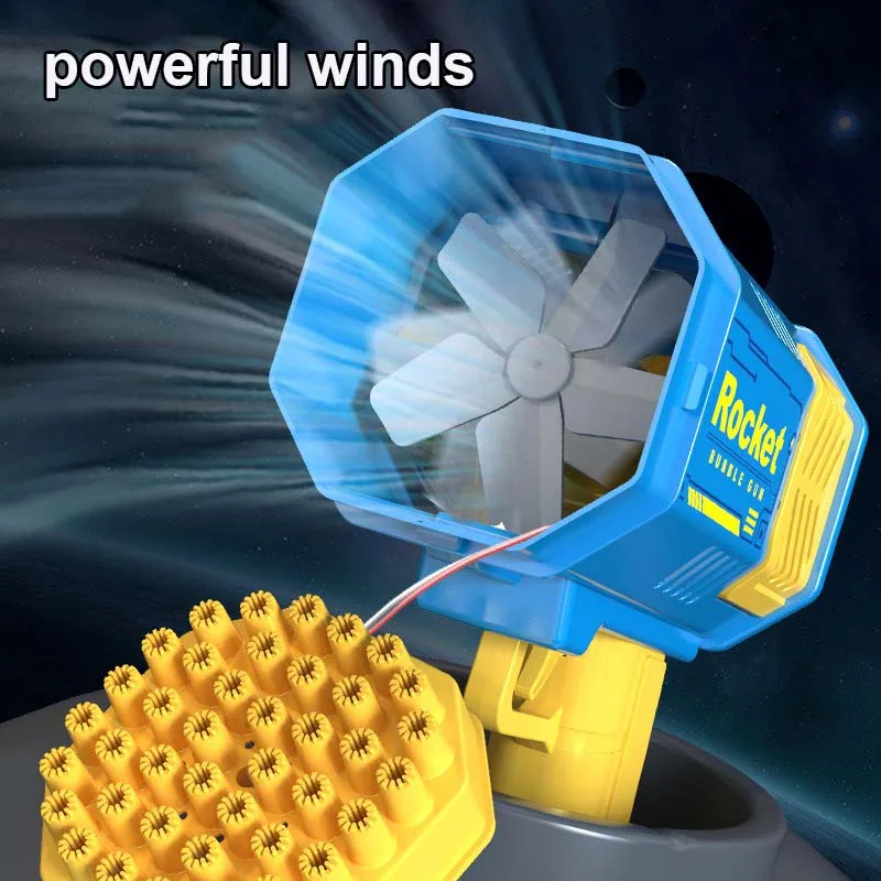 New 40 Holes Electric Rocket Bubble Gun Toy Bubbles Machine Automatic Soap Blower Summer Outdoor Party Games Child Gift 2